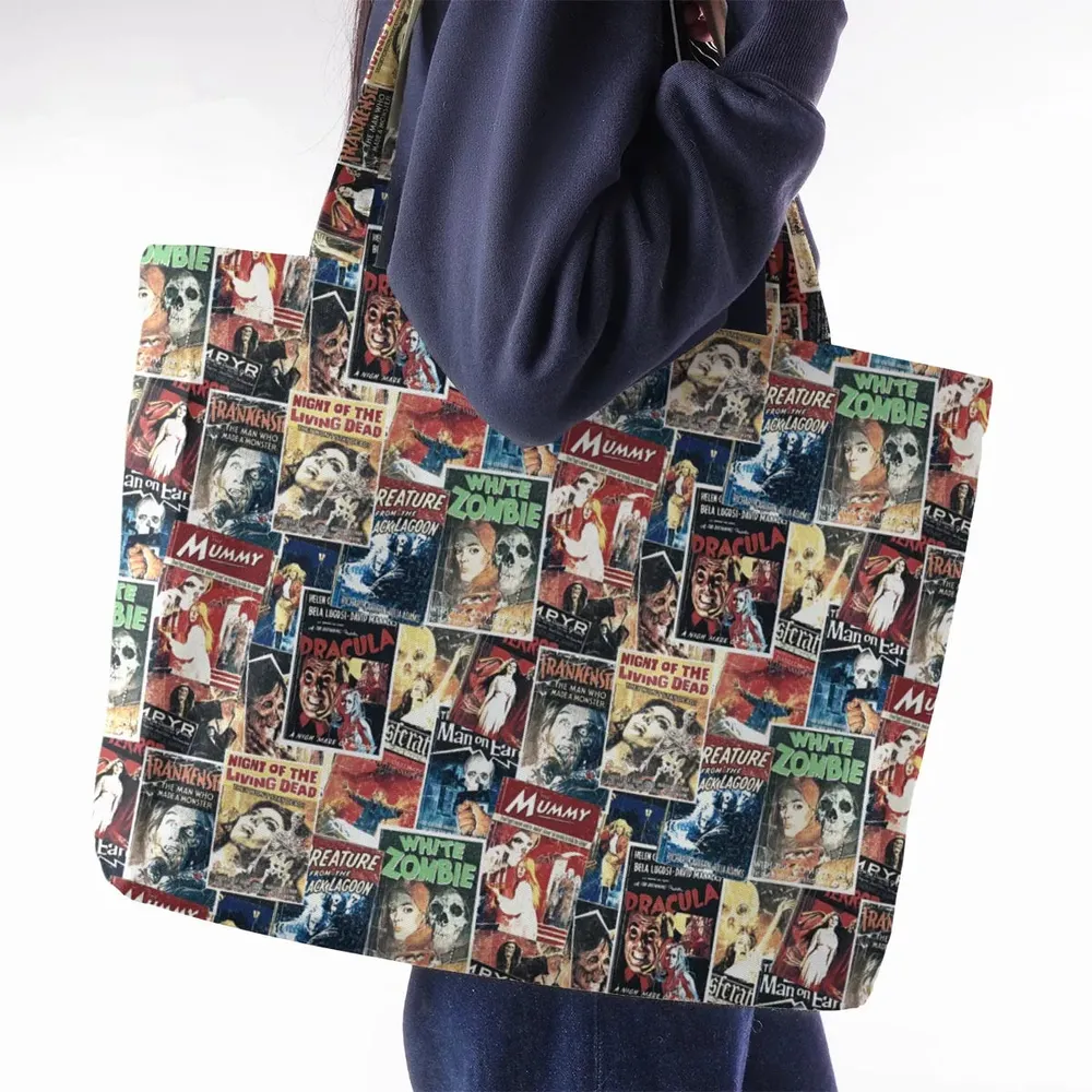 Pioneering '50s Classics Monster Hammer Horror Films Large Tote Bag - 2
