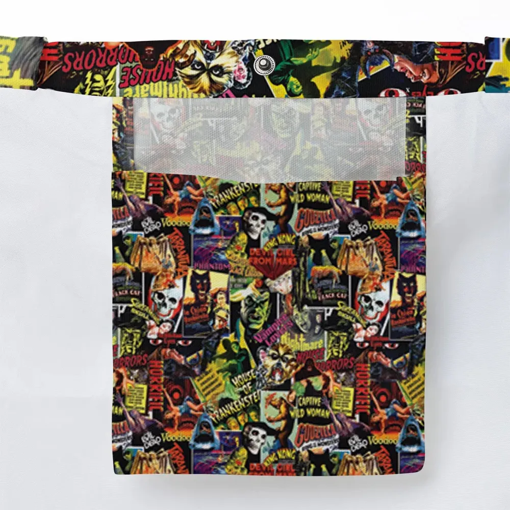 Fright Night Halloween Retro Horror Characters Collage Large Tote Bag - 3