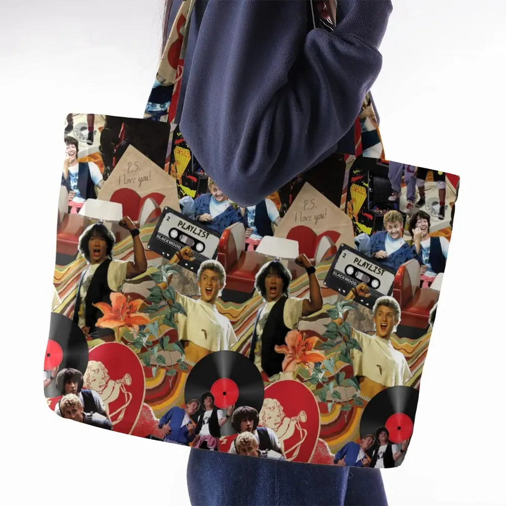 Vintage Collage Bill and Ted Large Tote Bag - 2