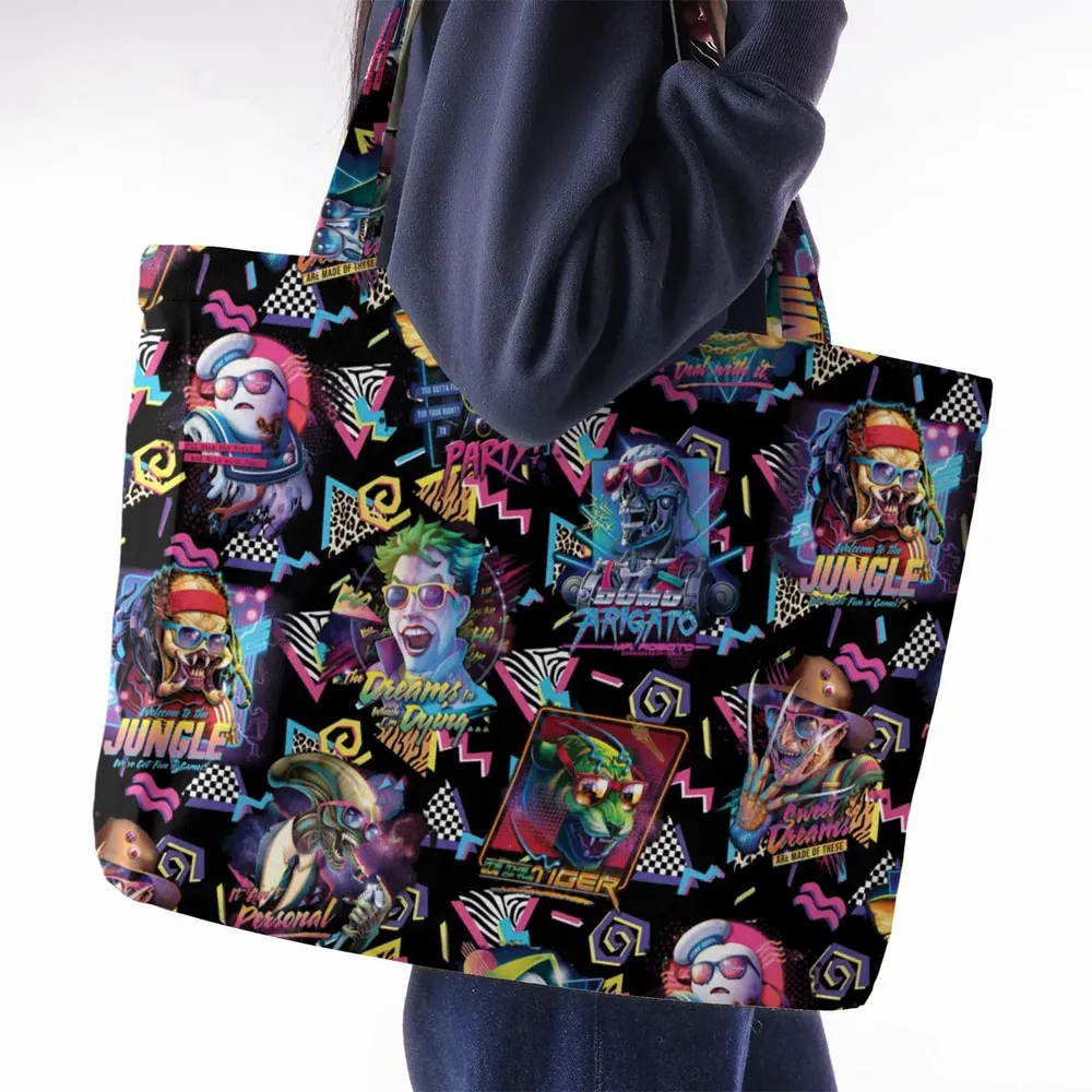 Retro Horror Characters Halloween Large Tote Bag - 2