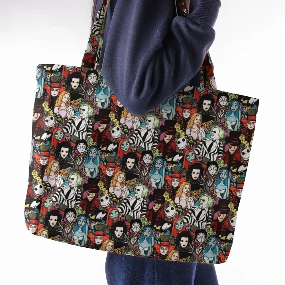 Tim Burton Characters Halloween Large Tote Bag - 2
