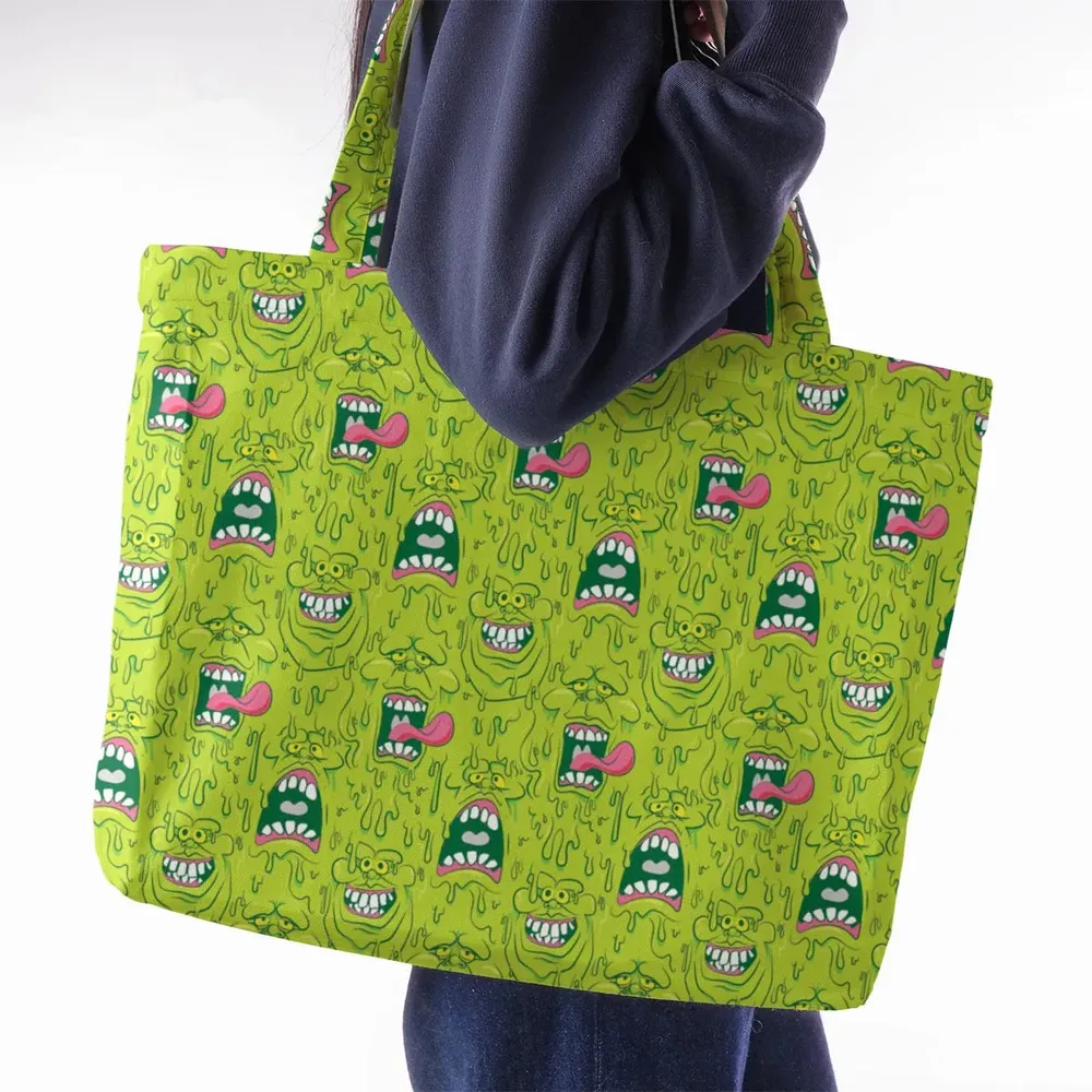 Funny Face Expression Slimer Ghostbusters Large Tote Bag - 2