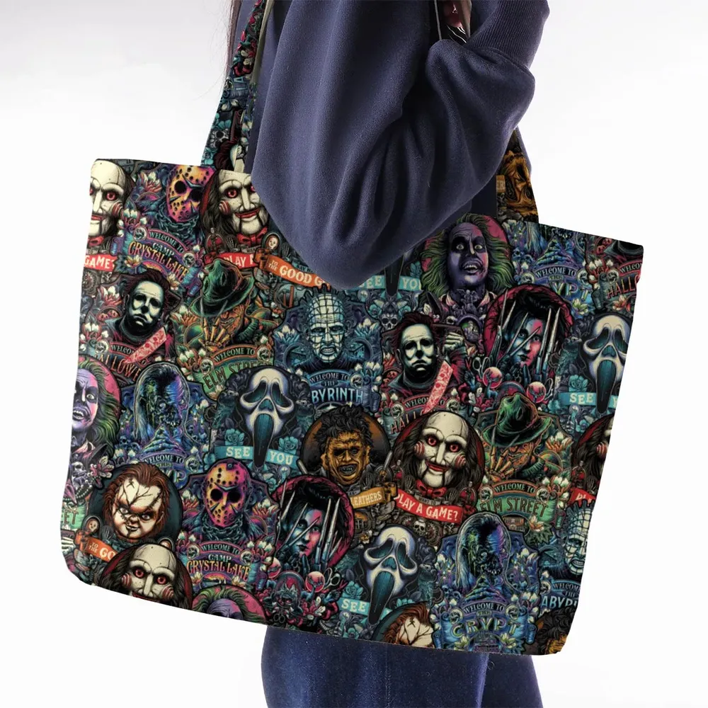 Horror Movie Characters Pattern Large Tote Bag - 2