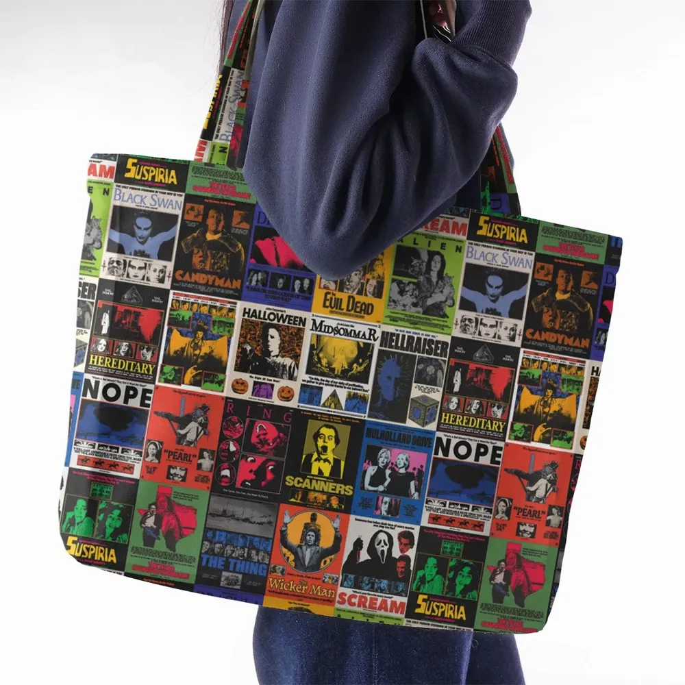 Modern Horror Movies Nope Ghostface Pinhead Pearl Leatherface Halloween Large Tote Bag - 2