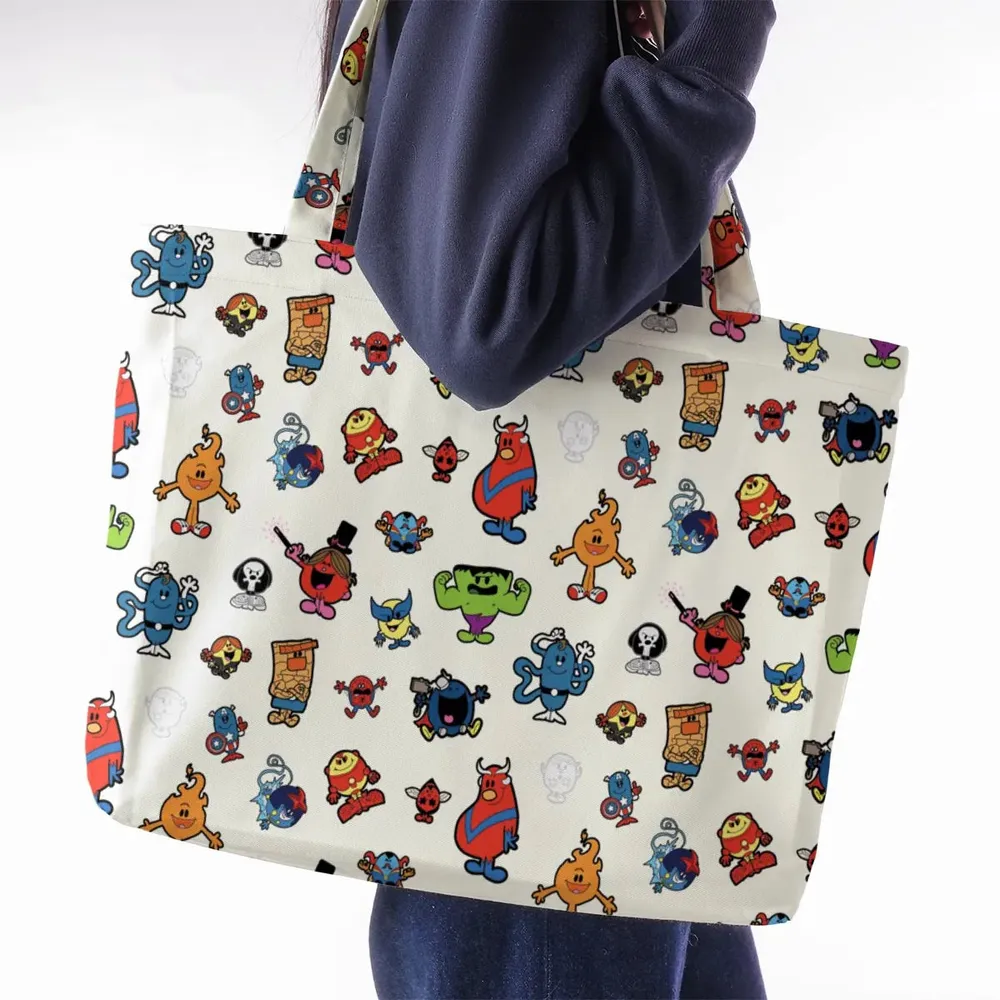 Marvel Characters And Mr Men Pattern Large Tote Bag - 2