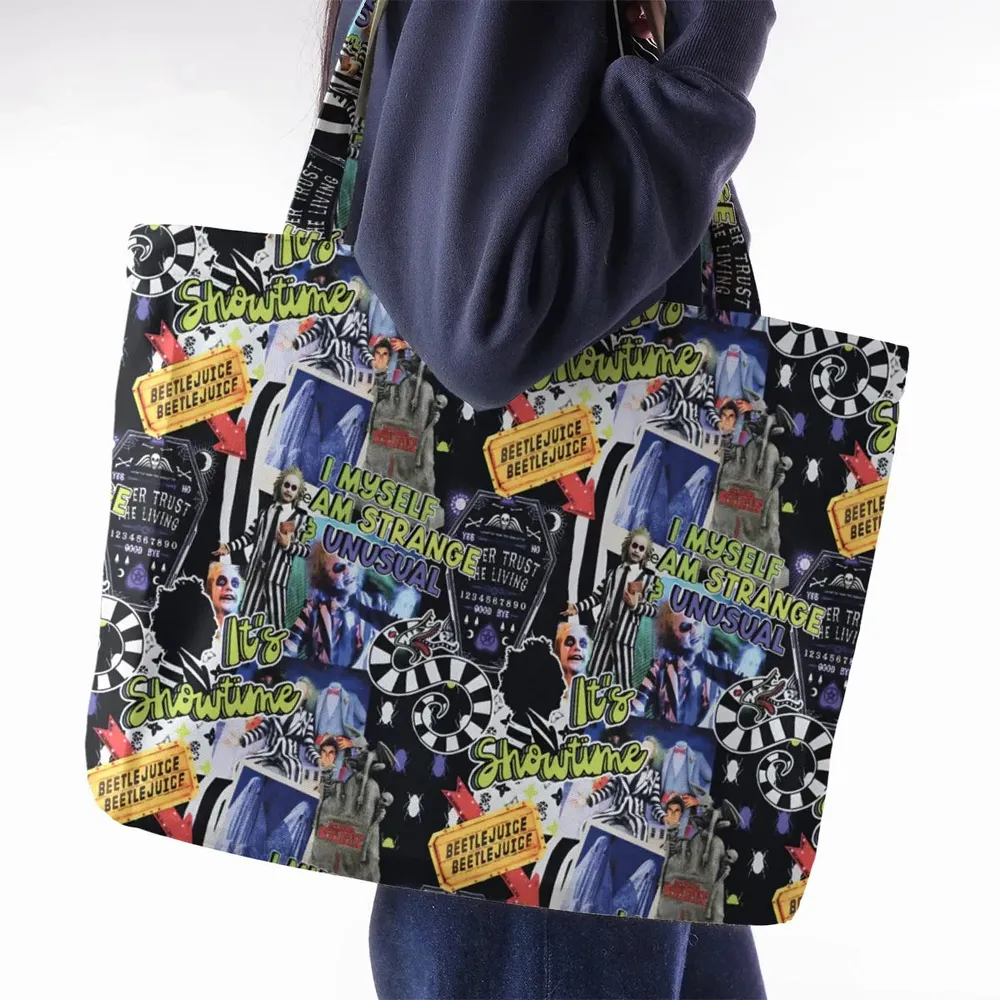 I Myself Am Strange Unusual Beetlejuice Large Tote Bag - 2