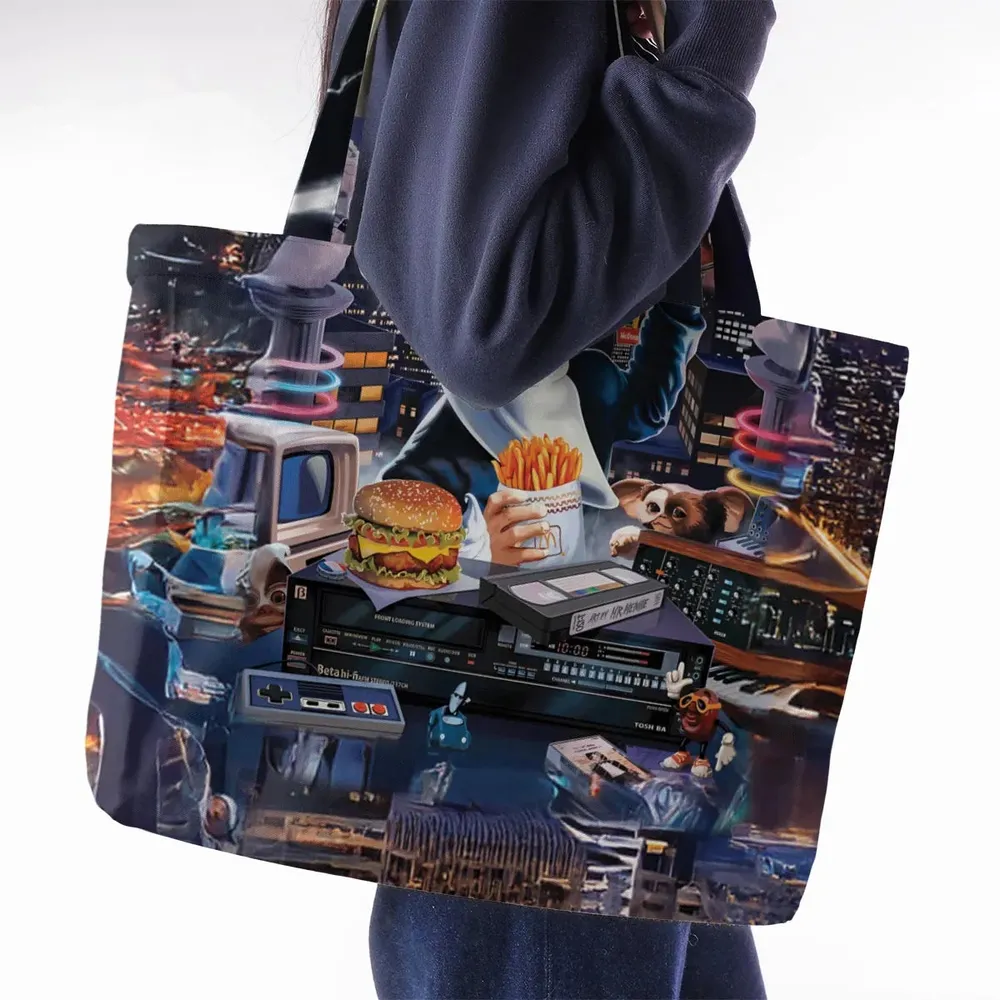 Retro Moon Mac Tonight Large Tote Bag - 2