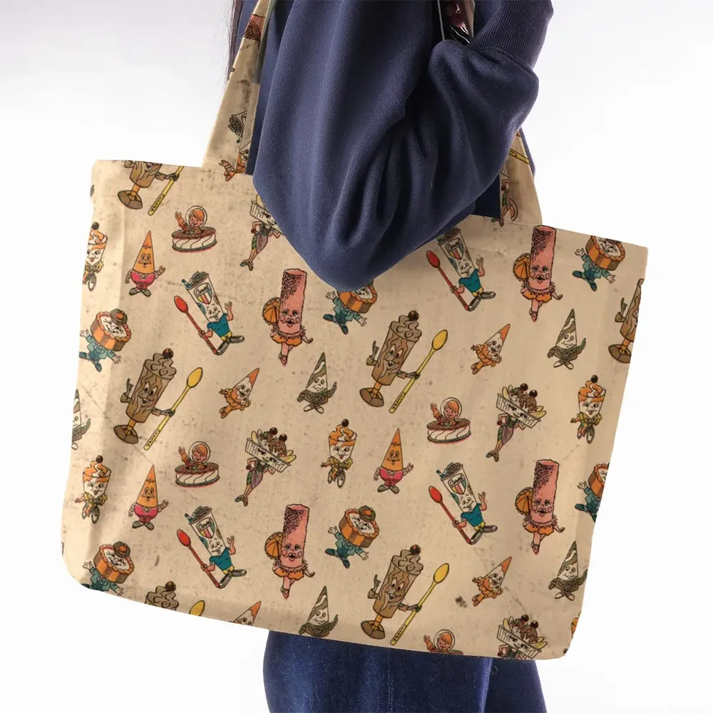 Retro Dessert Mascots Carvel comic book Ice Cream Large Tote Bag - 2