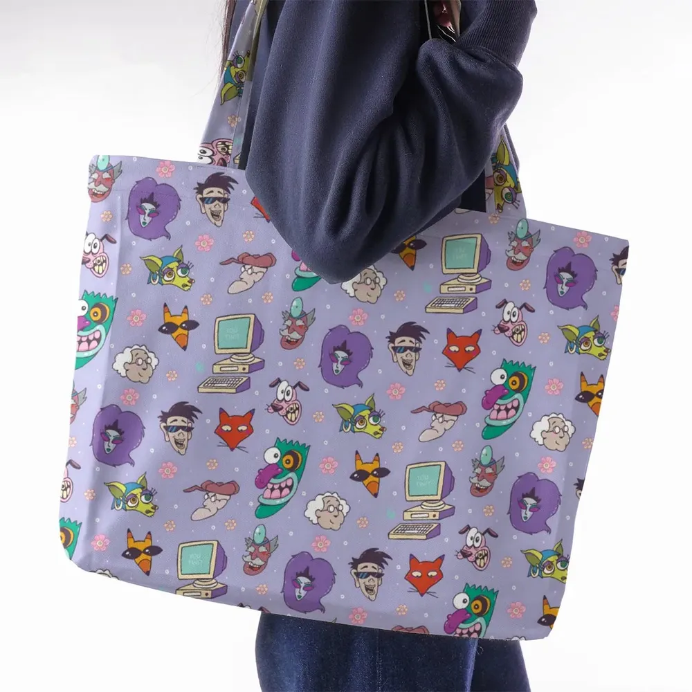 Floral Courage Courage the Cowardly Dog Large Tote Bag - 2