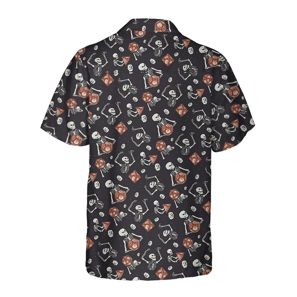 Skeleton And Dice Halloween Hawaiian Shirt - 2