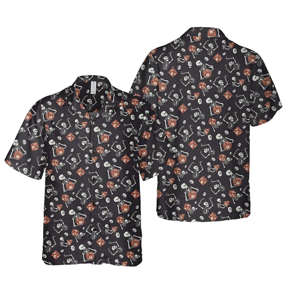 Skeleton And Dice Halloween Hawaiian Shirt - 3