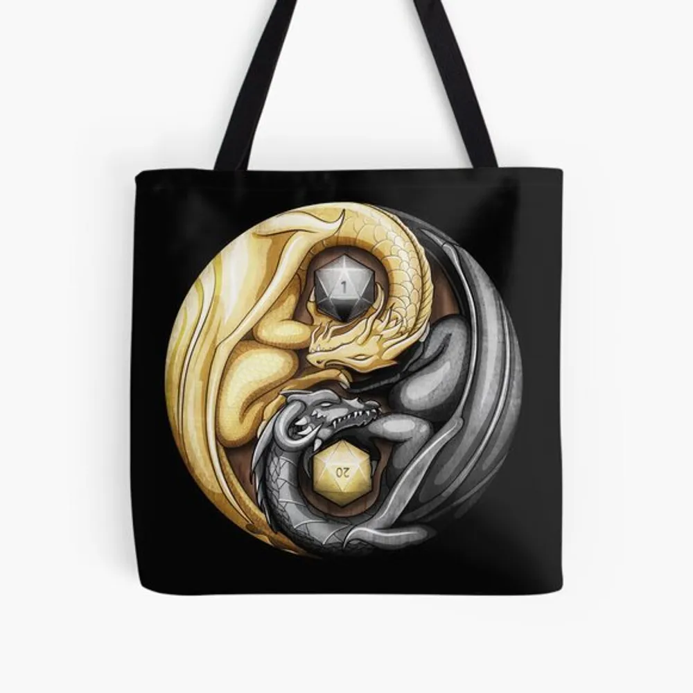 Yin Yang Dices And Dragons Lined Tote Bag - 1