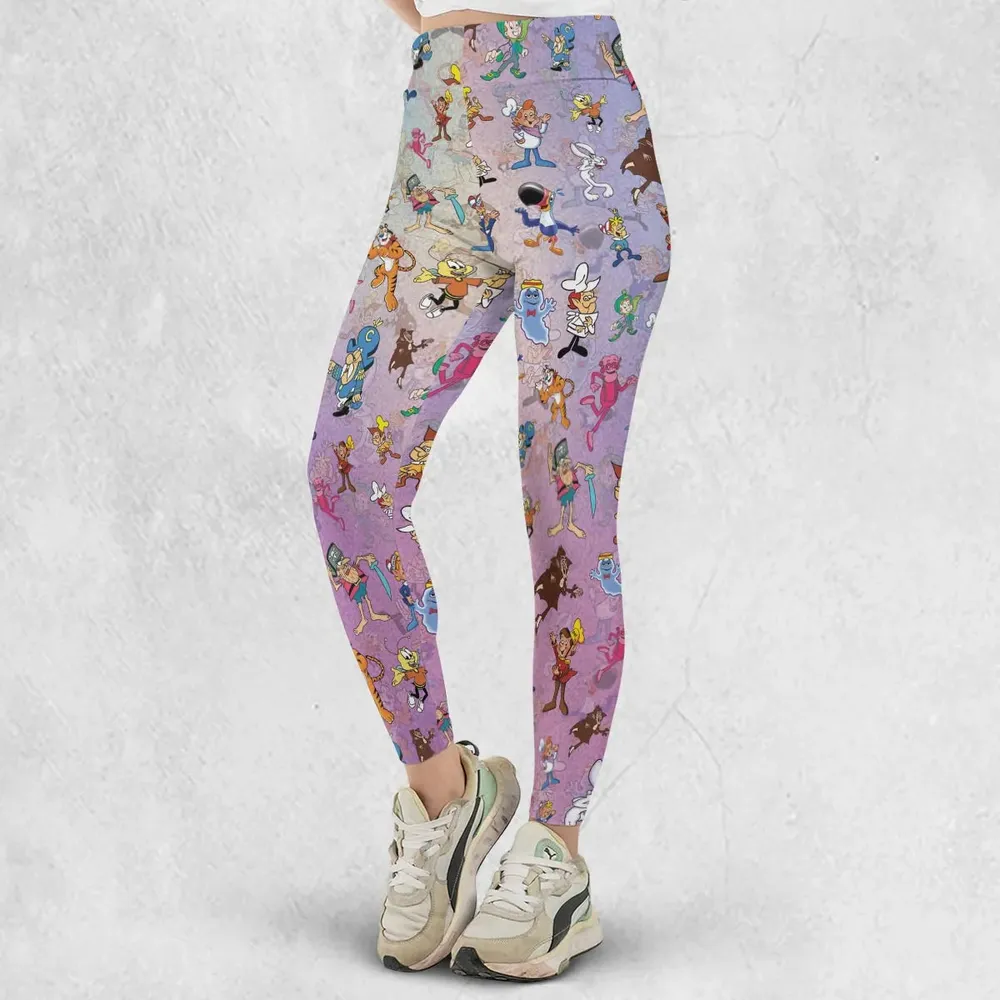 80s 90s Commercial Cereal Mascots Legging - 2