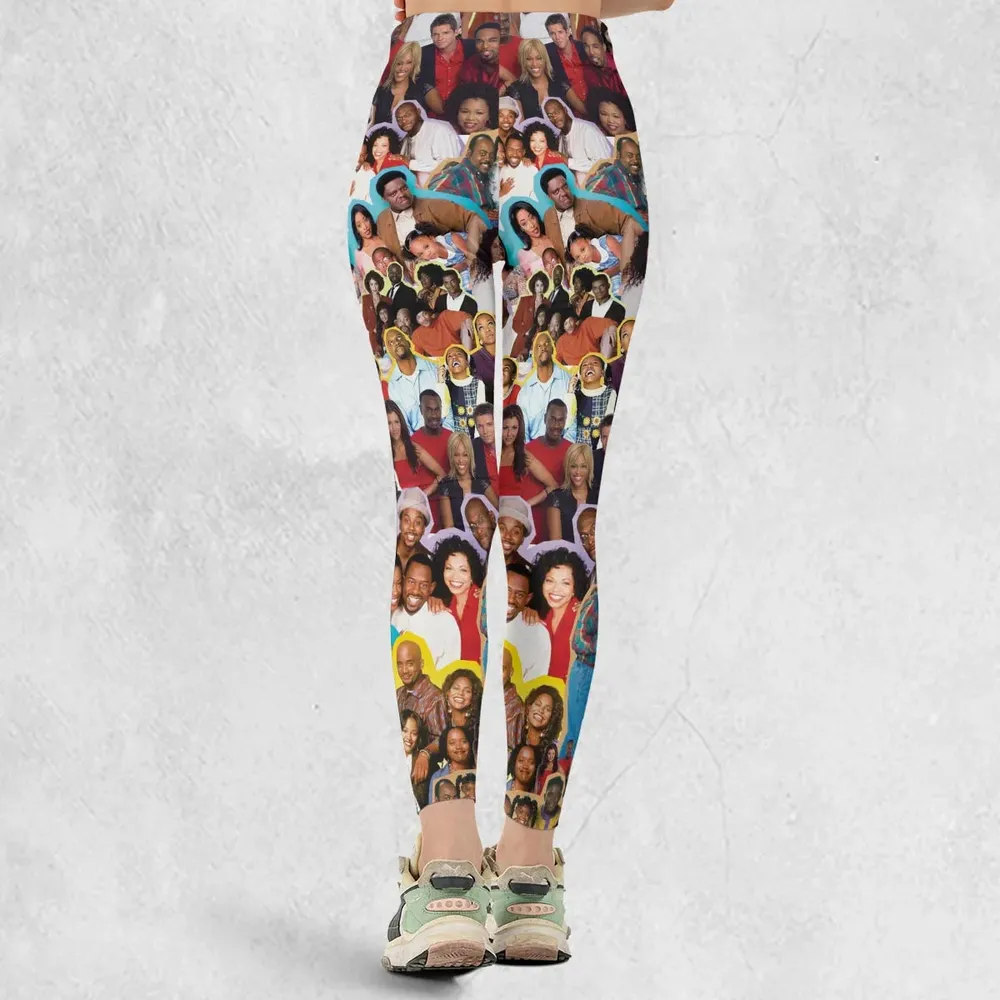 Old Black Sitcom Shows Collage Legging - 3