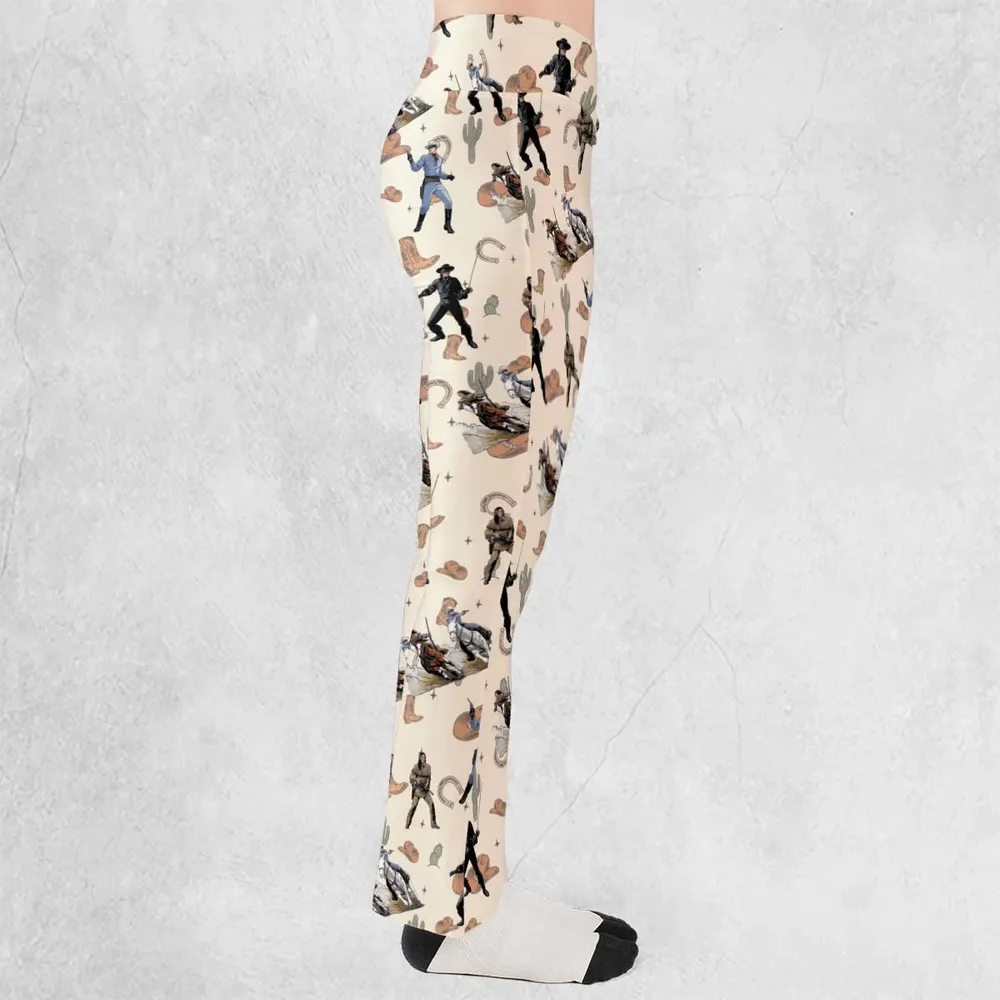 Old Western The Lone Ranger Zorro Tarzan Flare Leggings - 2