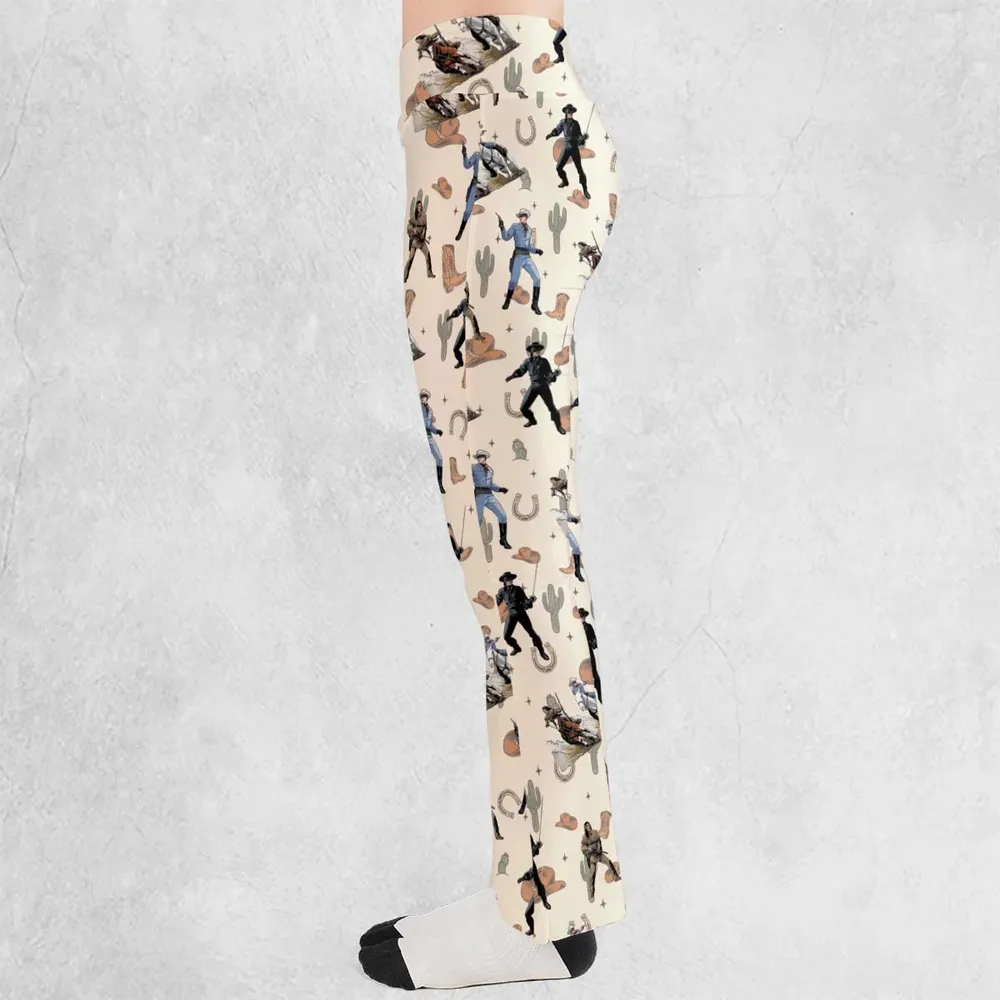 Old Western The Lone Ranger Zorro Tarzan Flare Leggings - 3