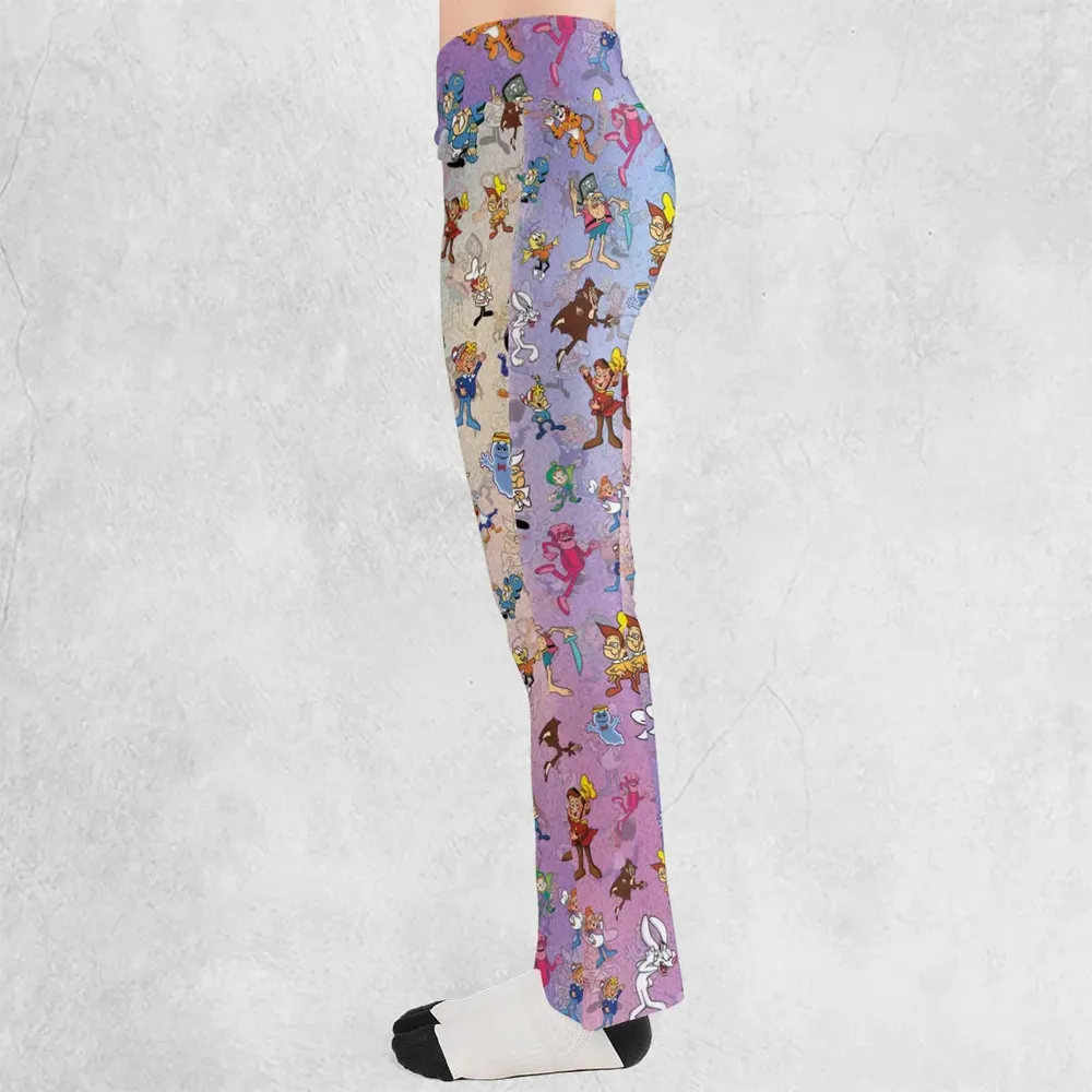 80s 90s Commercial Cereal Mascots Flare Leggings - 3