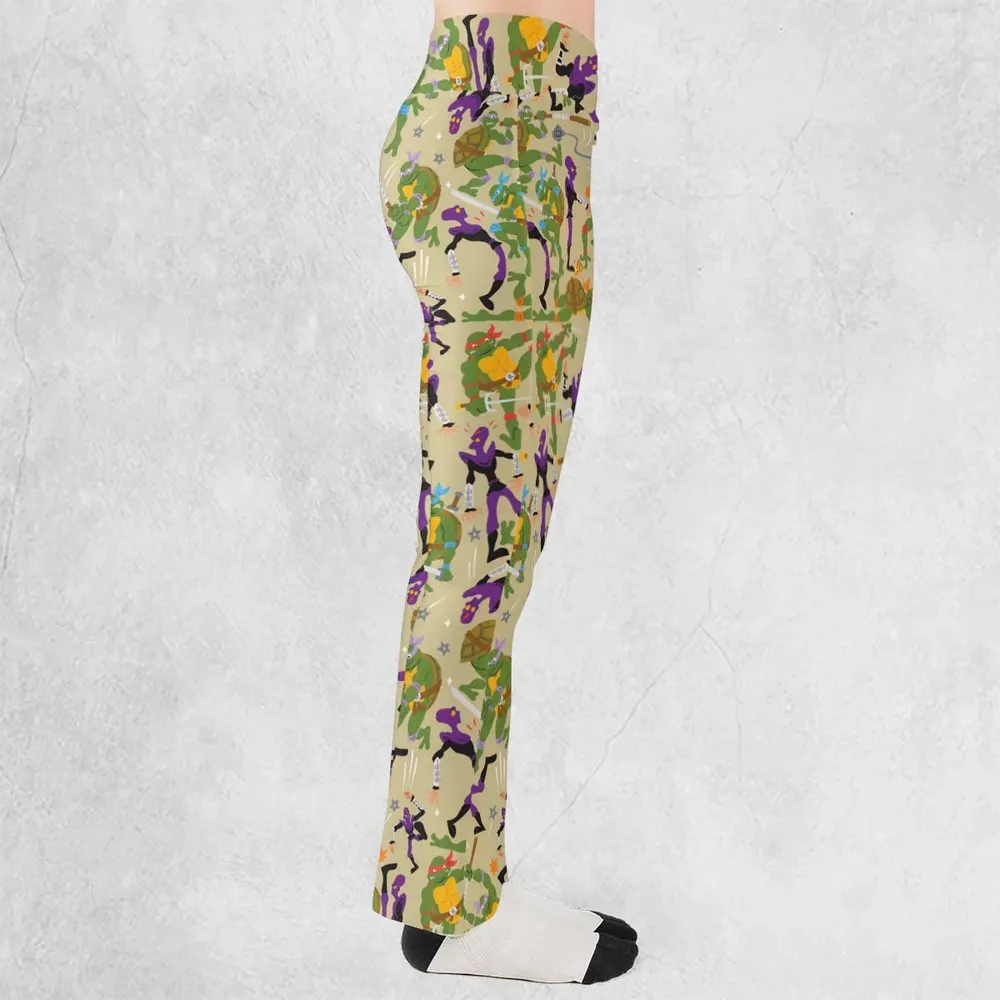 Green and Purple Battle TMNT Flare Leggings - 2