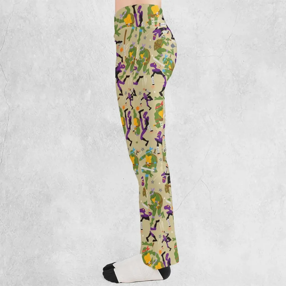 Green and Purple Battle TMNT Flare Leggings - 3