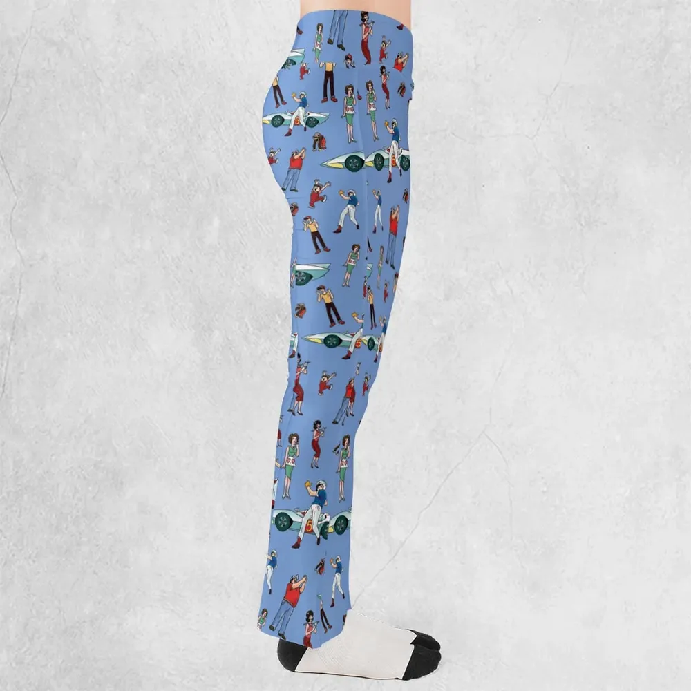 Speed Racer Characters Pattern Flare Leggings - 2