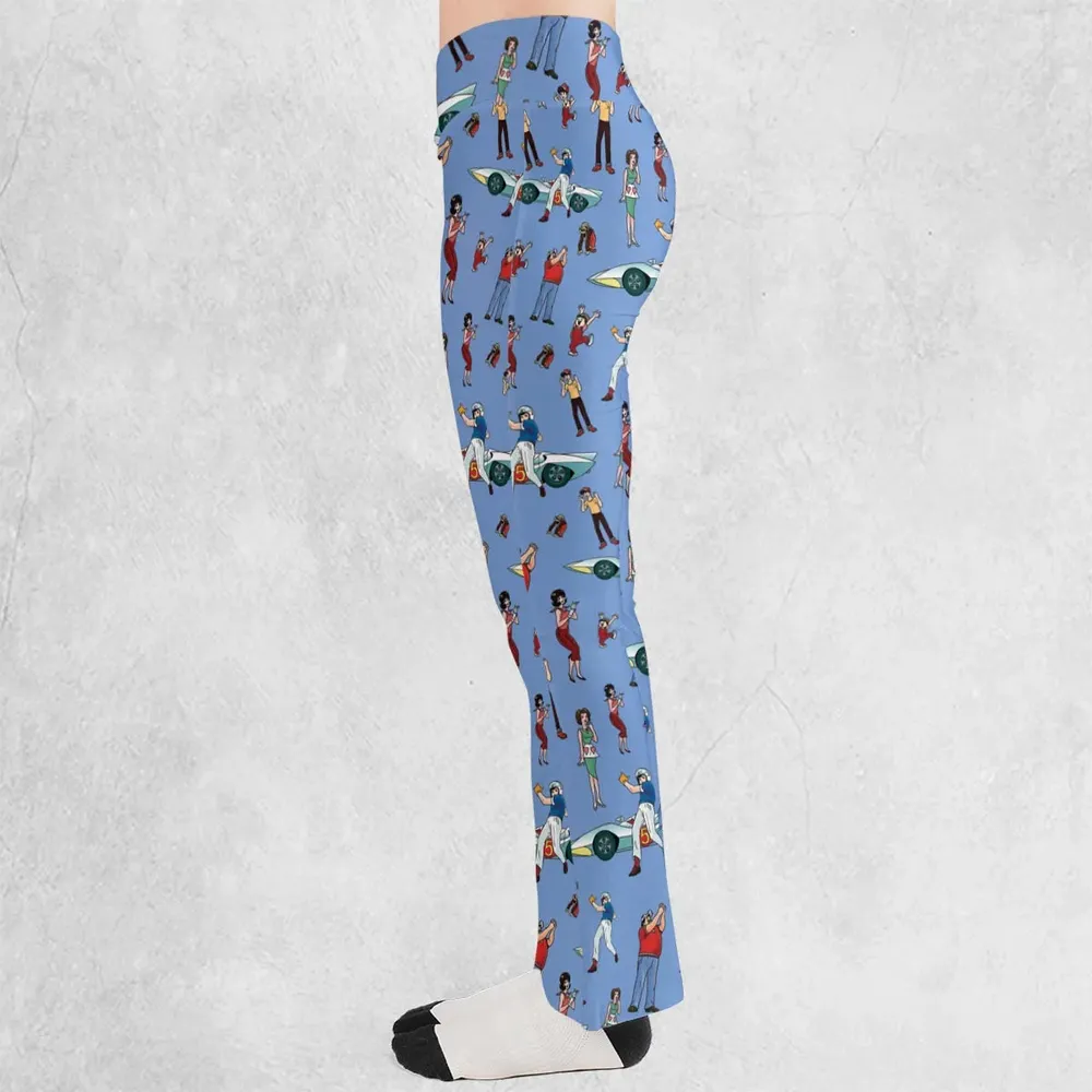 Speed Racer Characters Pattern Flare Leggings - 3