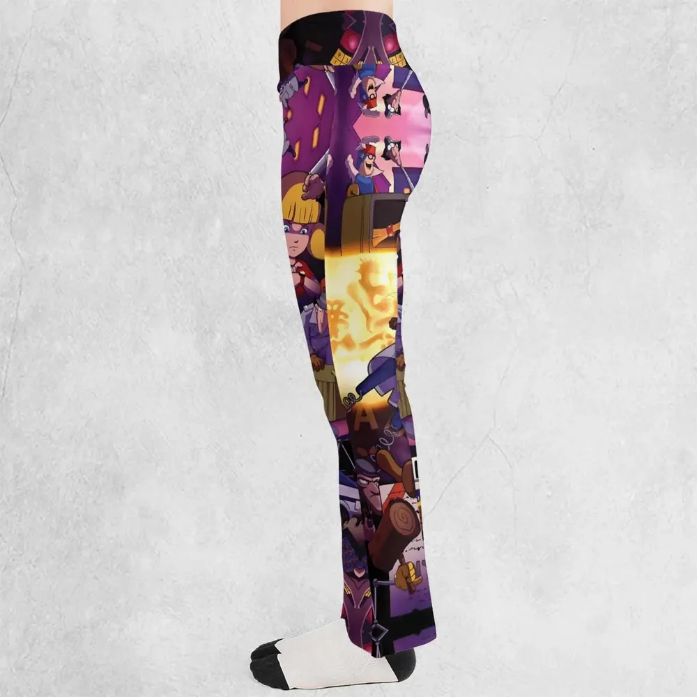 80s Cartoon Inspector Gadget Collage Flare Leggings - 3