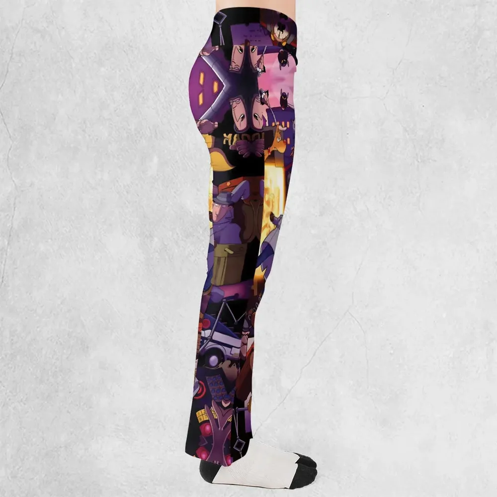 80s Cartoon Inspector Gadget Collage Flare Leggings - 2