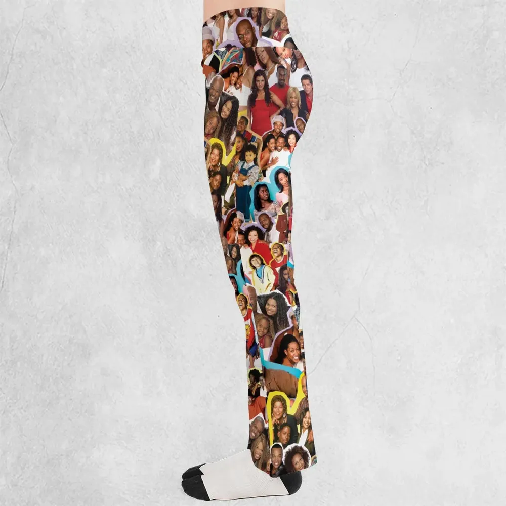 Old Black Sitcom Shows Collage Flare Leggings - 3