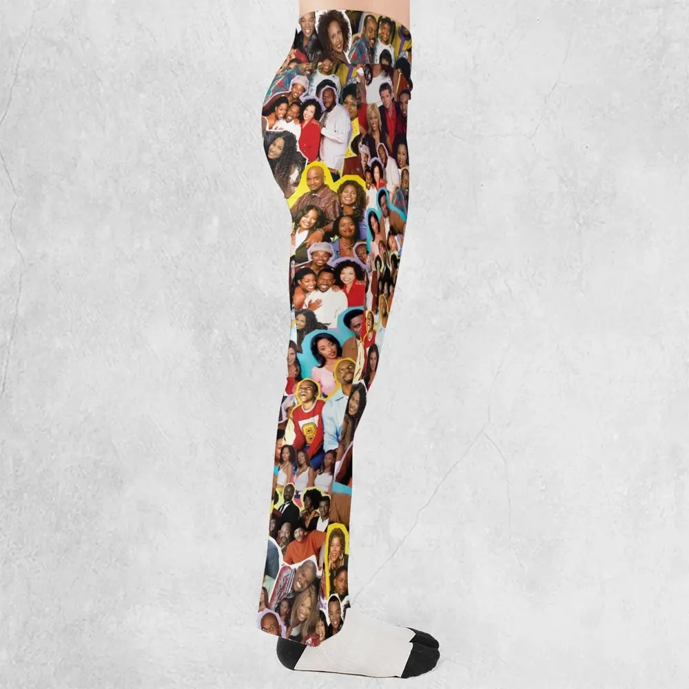 Old Black Sitcom Shows Collage Flare Leggings - 2