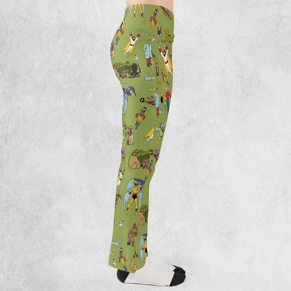 60s Vintage Characters Flare Leggings - 2