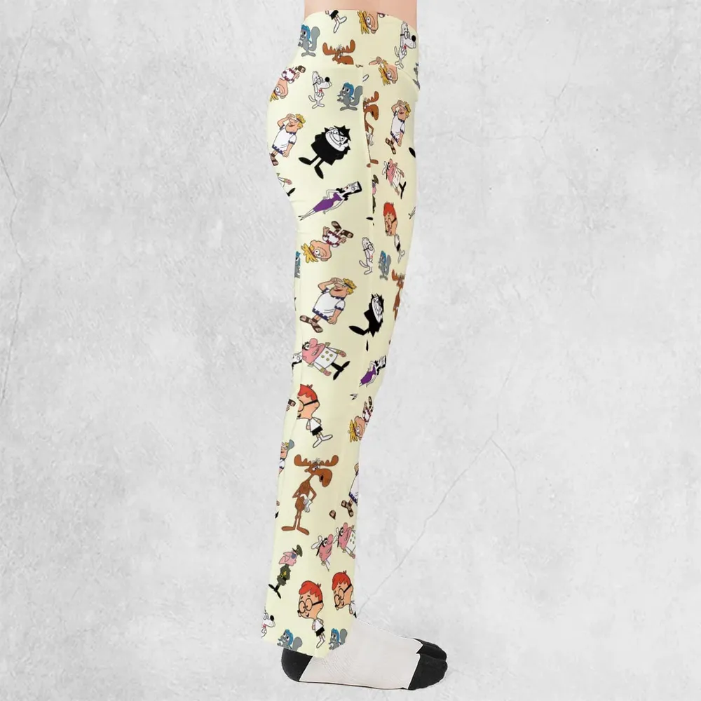 60s The Adventures Of Rocky And Bullwinkle and Friends Flare Leggings - 2