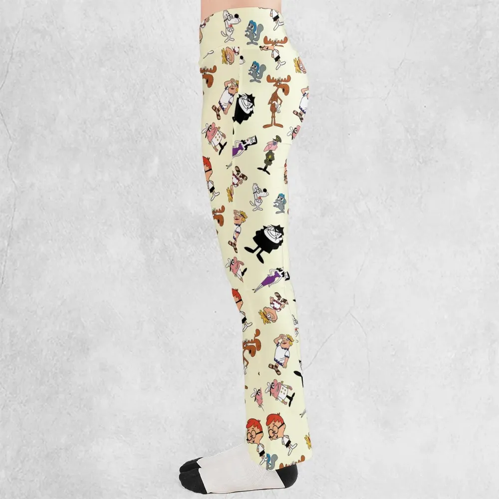 60s The Adventures Of Rocky And Bullwinkle and Friends Flare Leggings - 3