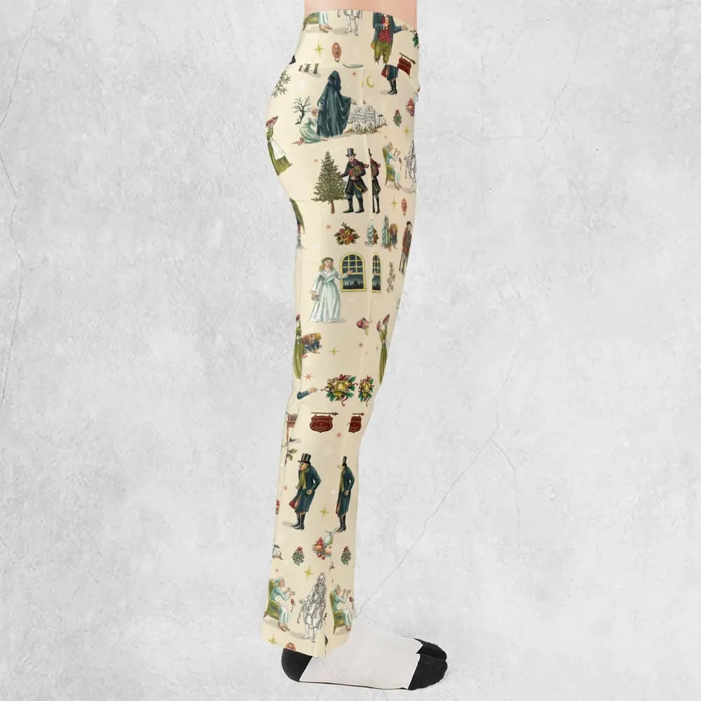 A Christmas Carol Characters Pattern Flare Leggings - 2