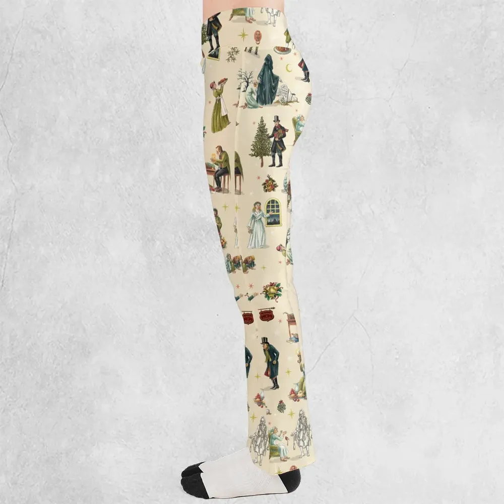 A Christmas Carol Characters Pattern Flare Leggings - 3
