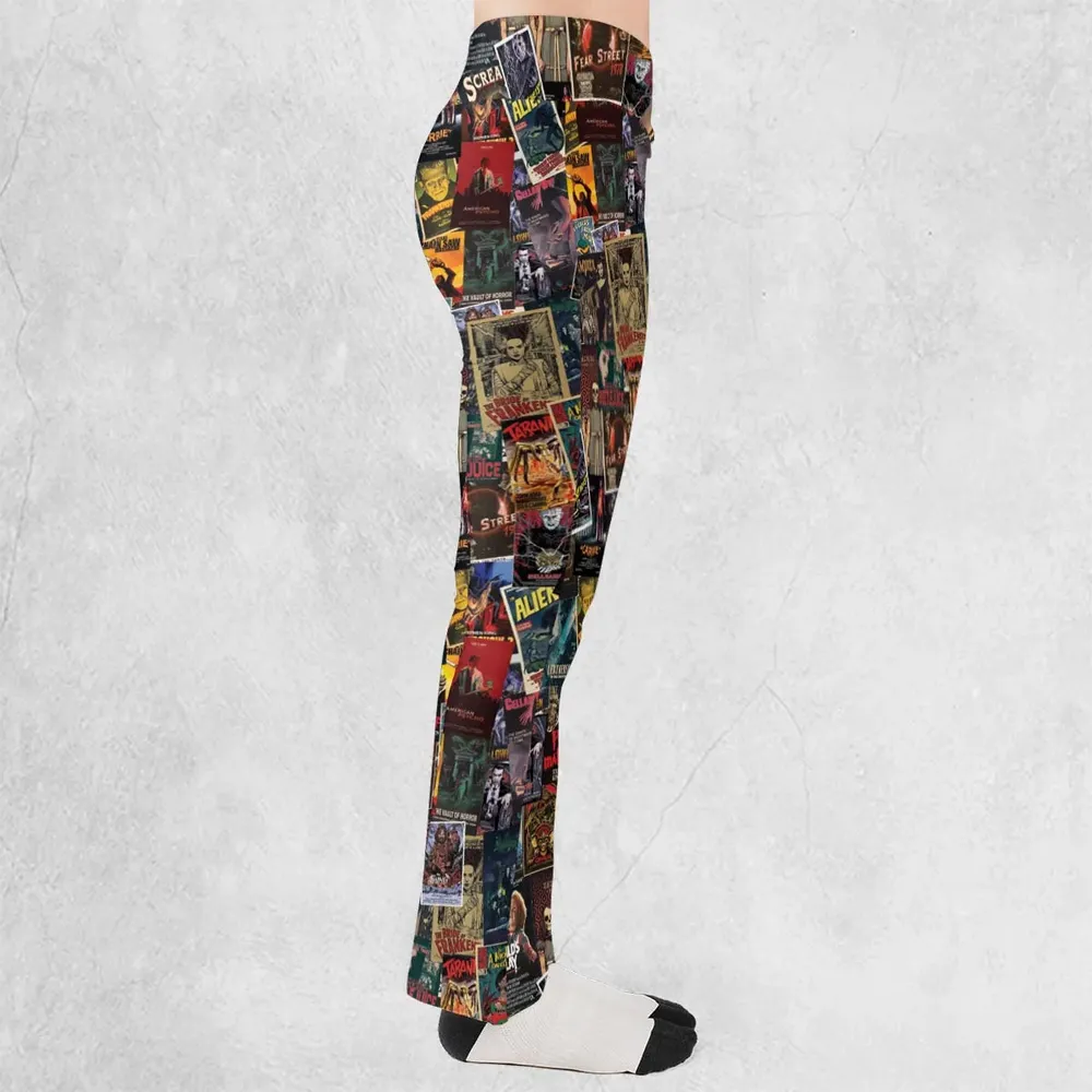 Vintage Horror Pattern Flare Leggings - 2