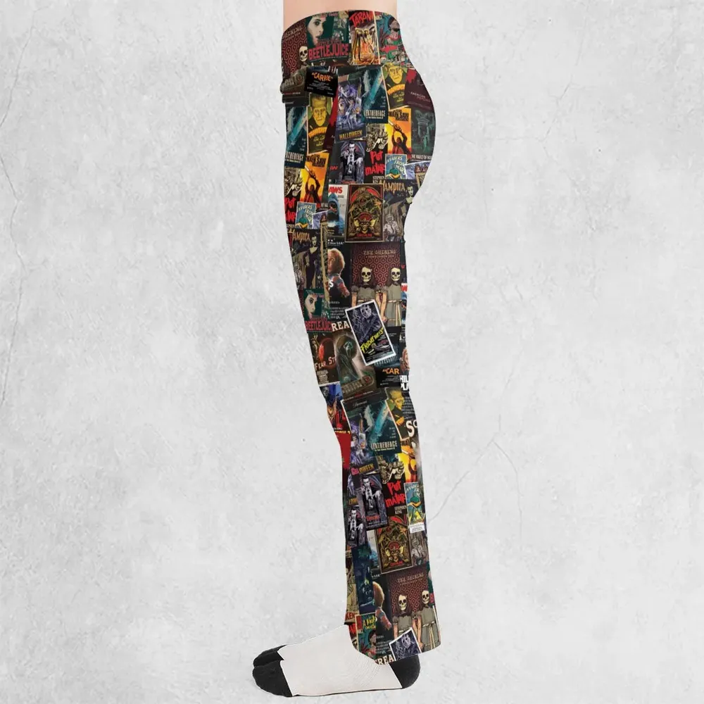 Vintage Horror Pattern Flare Leggings - 3