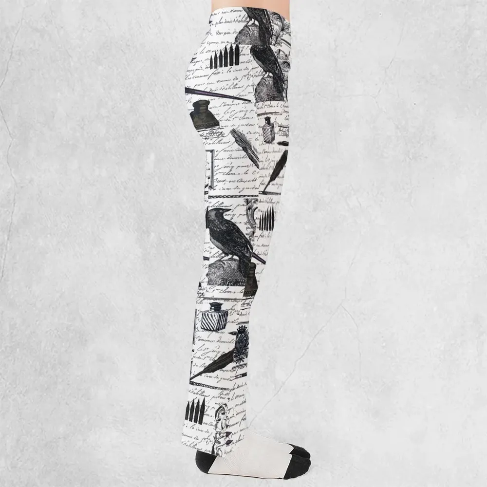Nevermore The Raven Edgar Allan Poe Flare Leggings - 2