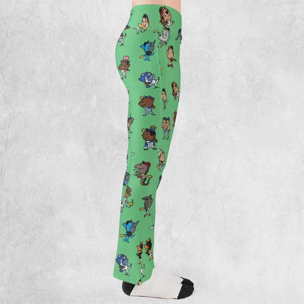 Baseball Mascot Pattern Flare Leggings - 2