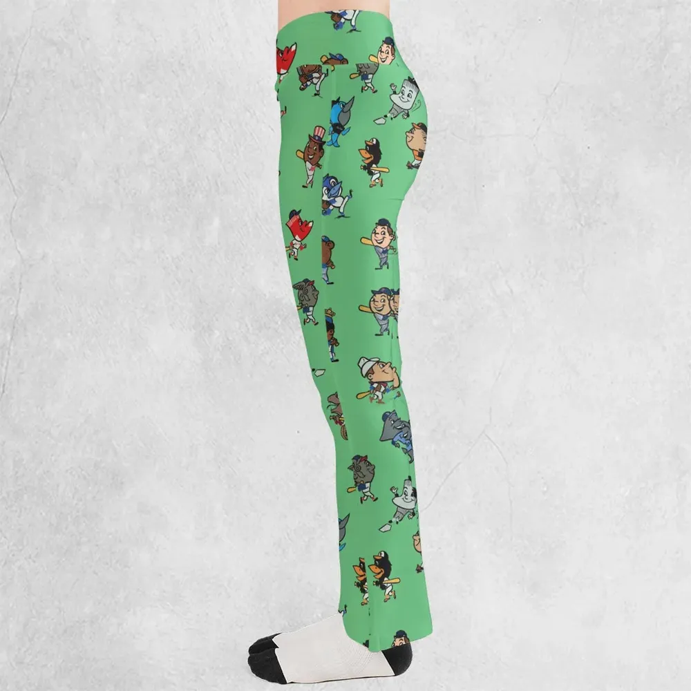 Baseball Mascot Pattern Flare Leggings - 3