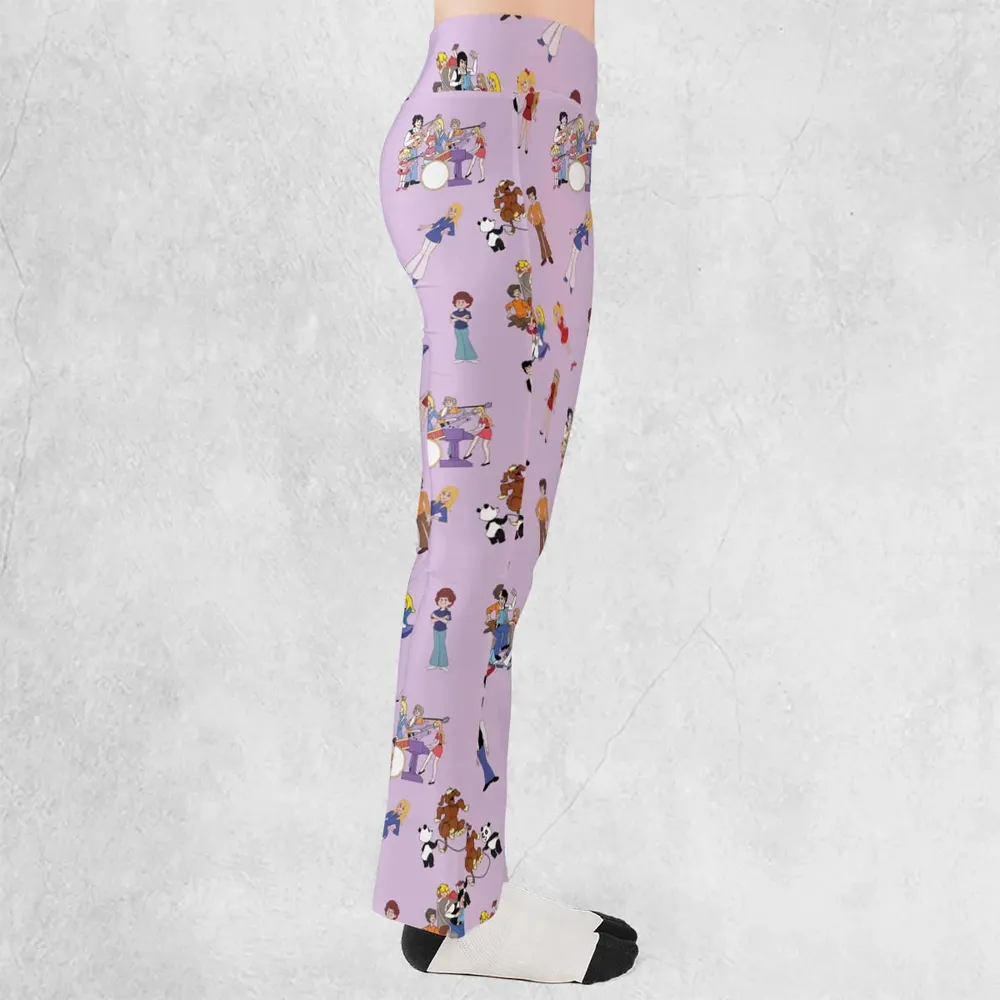 70s The Brady Kids Cartoon Flare Leggings - 2