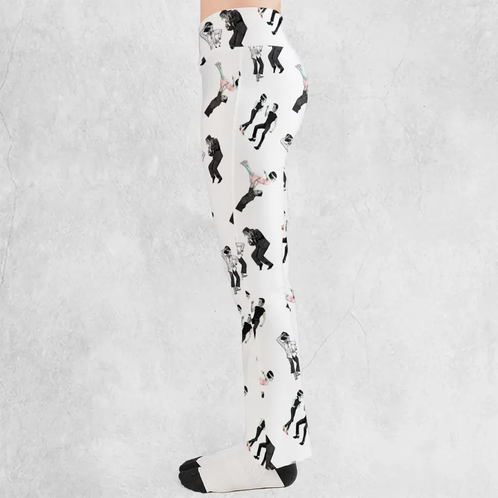 Frankenstein And Bride Movie Dance Scenes Flare Leggings - 3