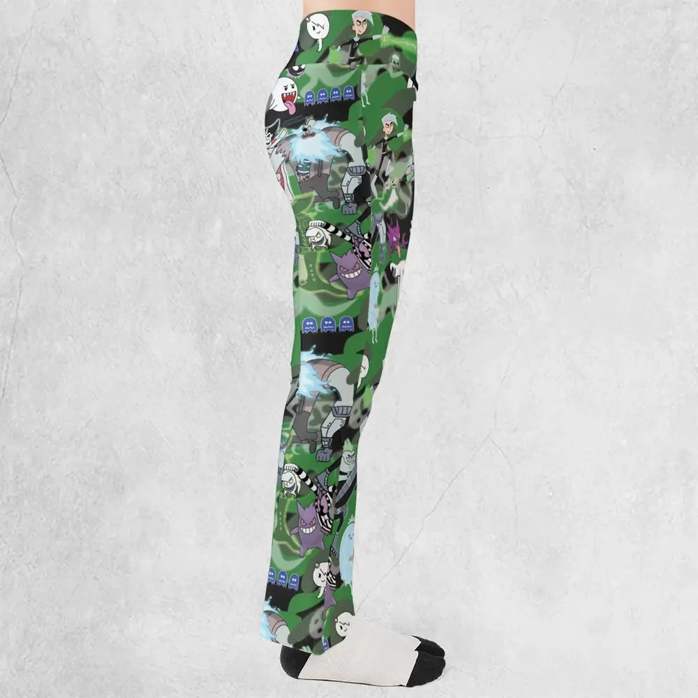 Ghost Cartoon Characters Flare Leggings - 2