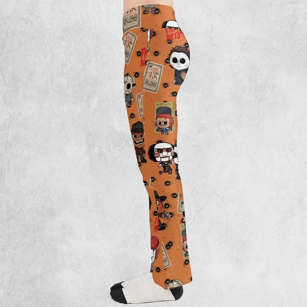 Chibi Horror Characters Flare Leggings - 3