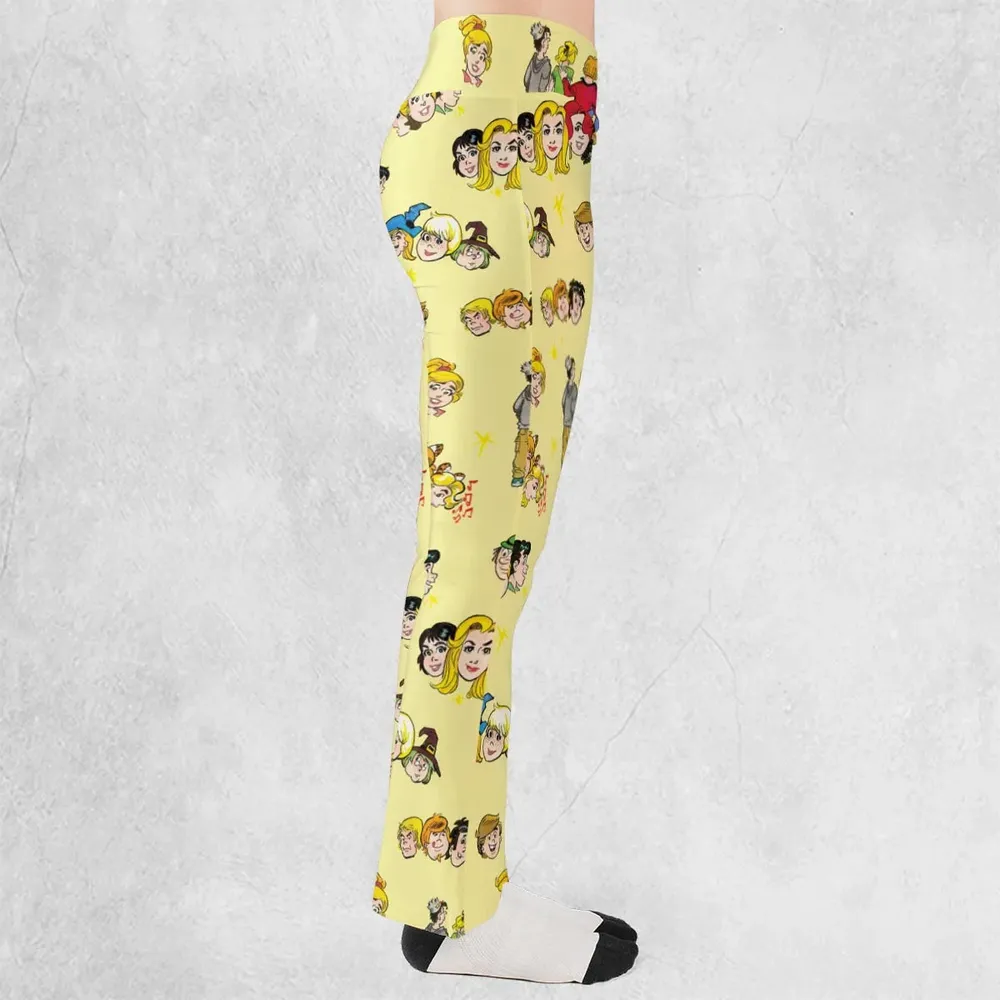 Nostalgic Cartoons in Archie Style Flare Leggings - 2