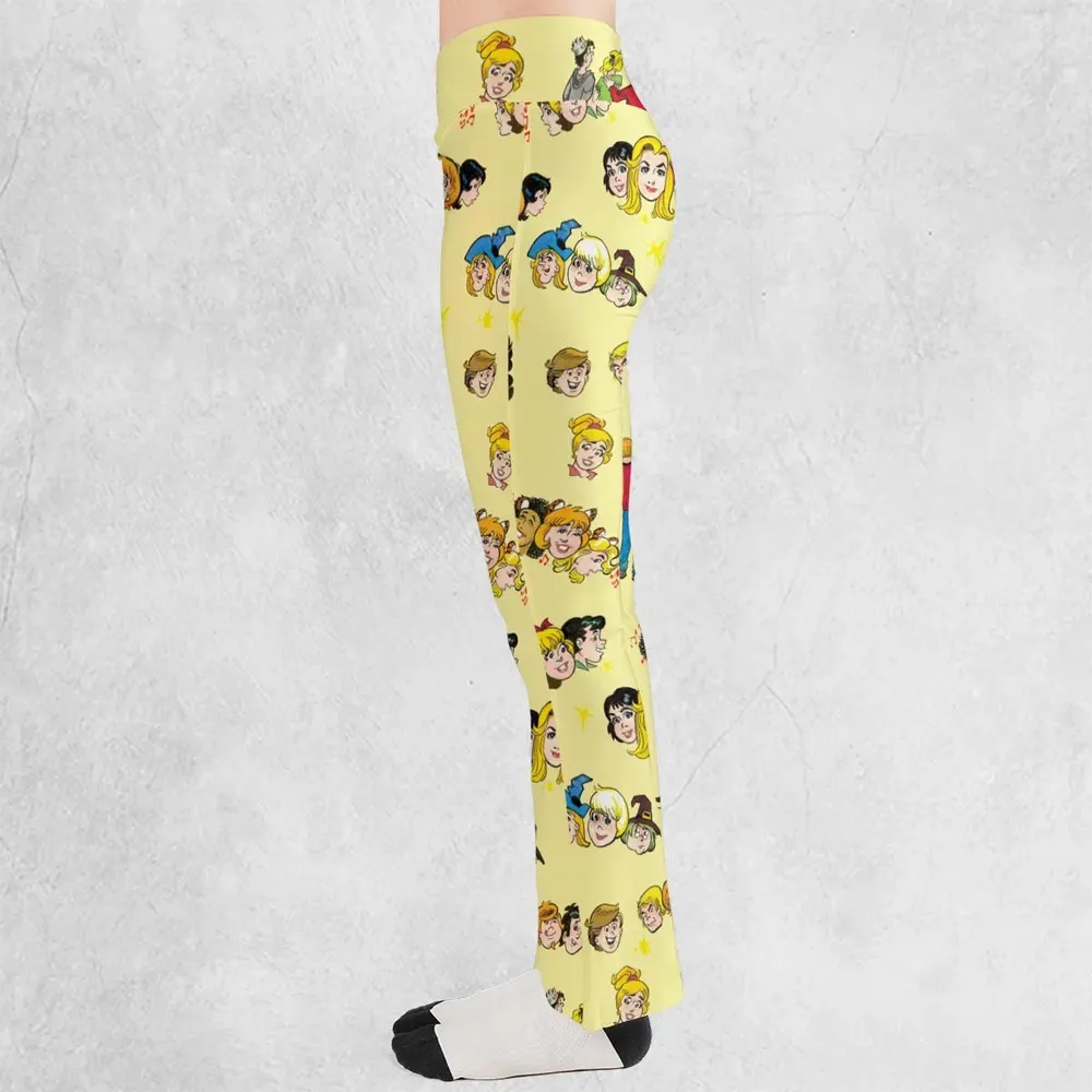 Nostalgic Cartoons in Archie Style Flare Leggings - 3