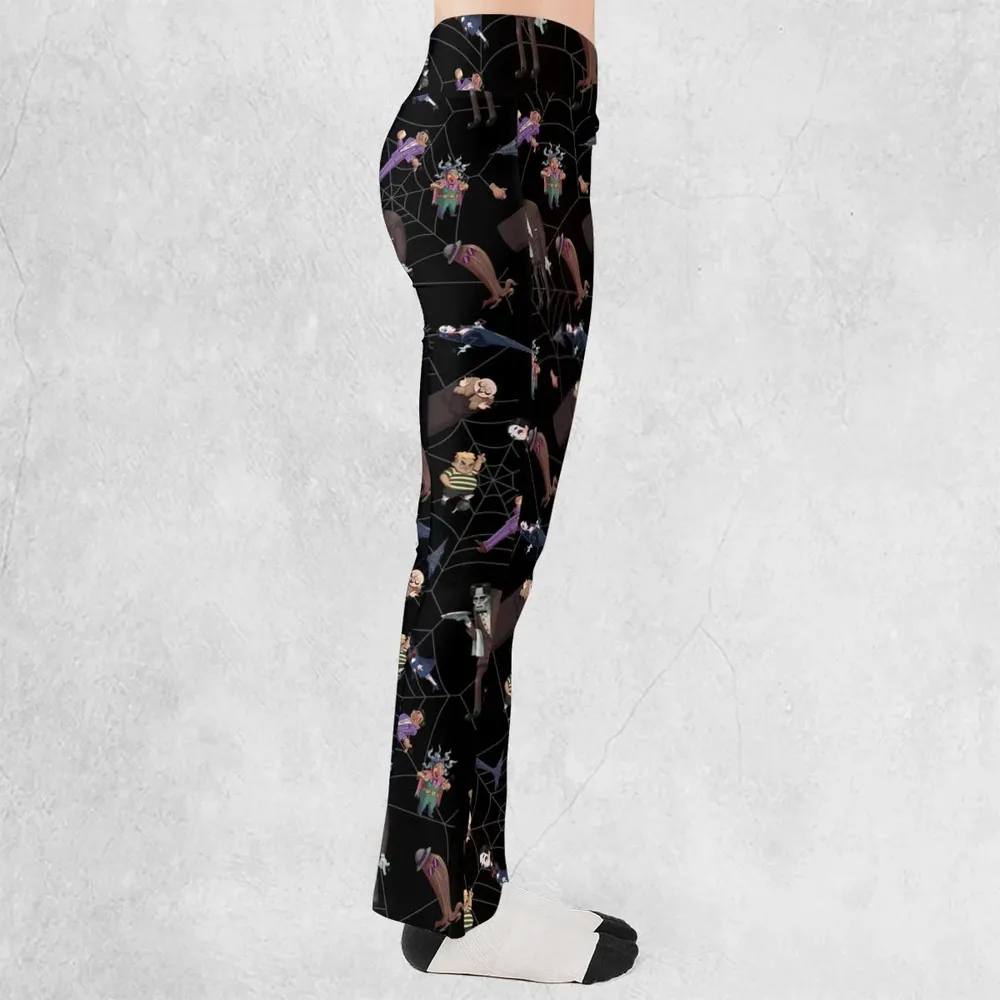 Groovie Addams Family  Cartoon Characters Flare Leggings - 2