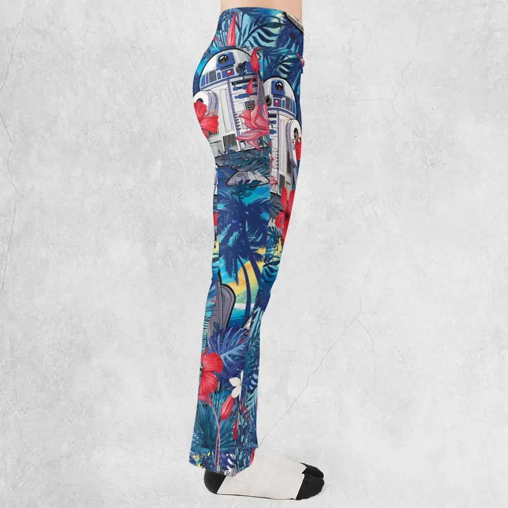 Summer Vacation R2 D2 Tropical Flare Leggings - 2