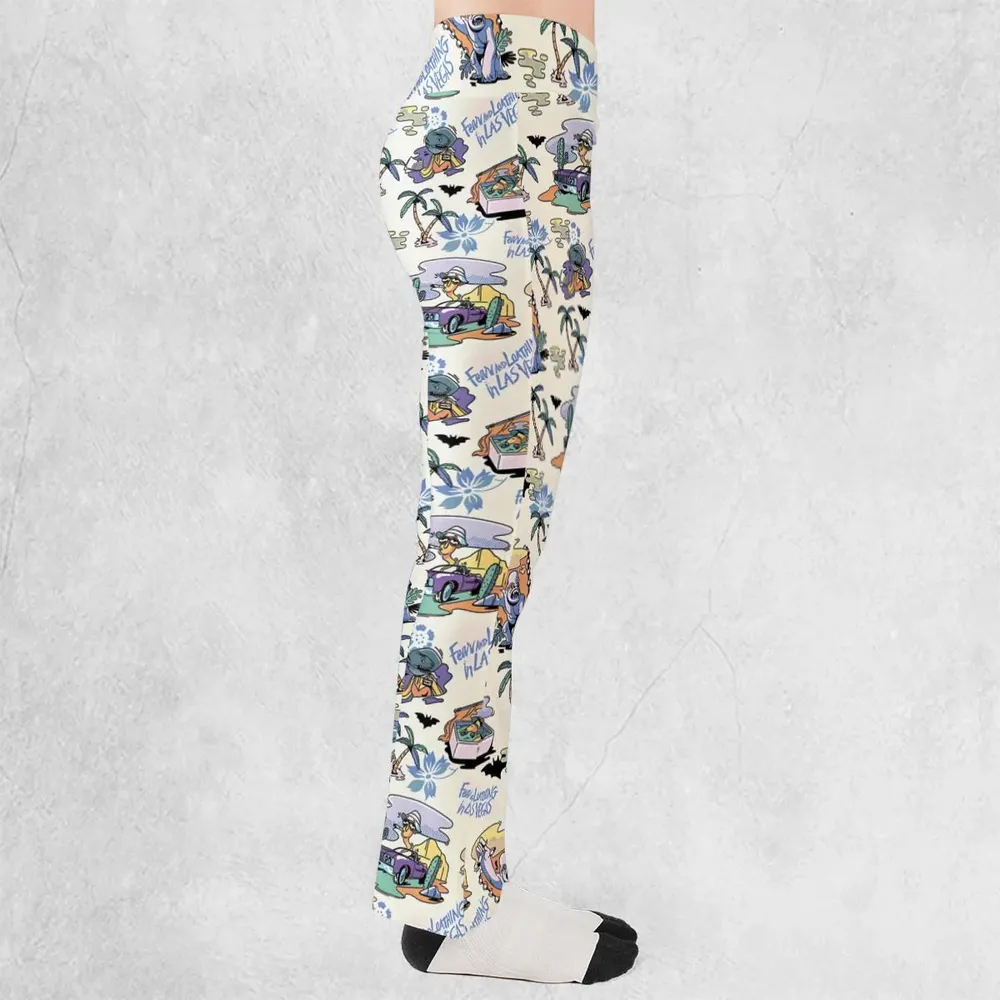 Vacation Fear and Loathing In Las Vegas Pattern Flare Leggings - 2