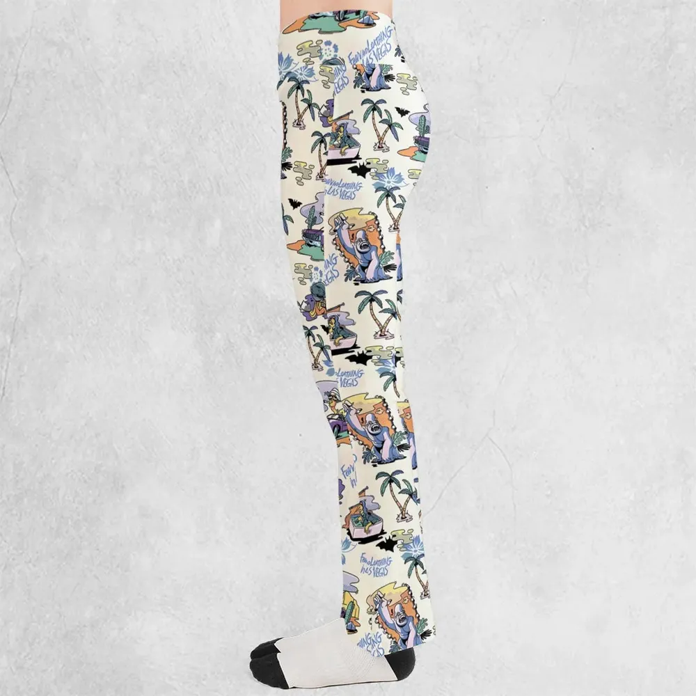Vacation Fear and Loathing In Las Vegas Pattern Flare Leggings - 3