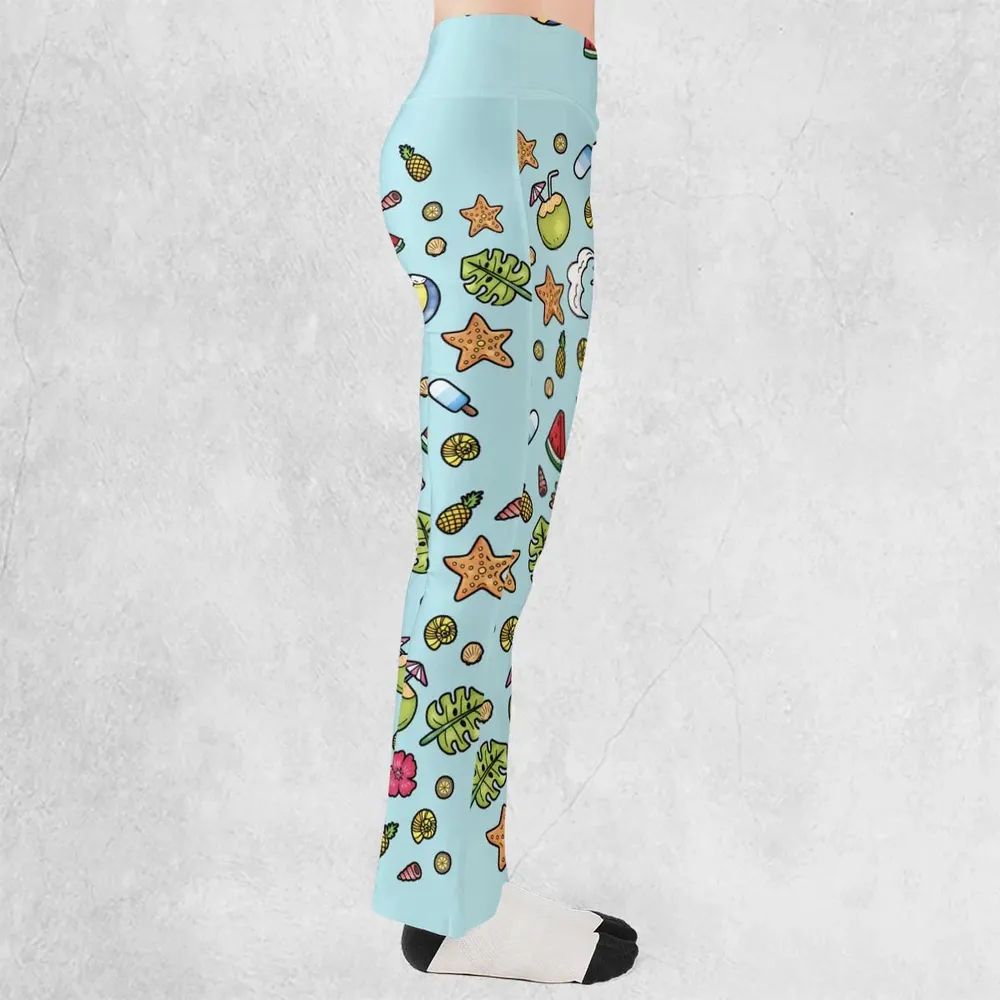 Summer Galaxy Groot Flare Leggings - 2